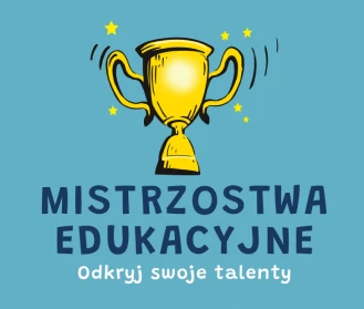 Puchar i napis Mistrzostwa edukacyjne odkryj swoje talenty